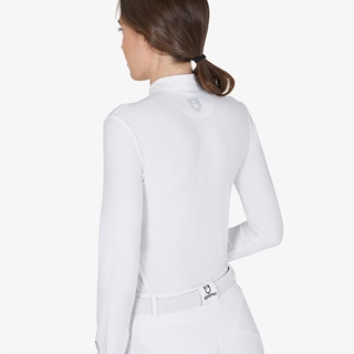 Polo concurso mujer EQUESTRO color blanco con cristalitos manga larga - Imagen 2